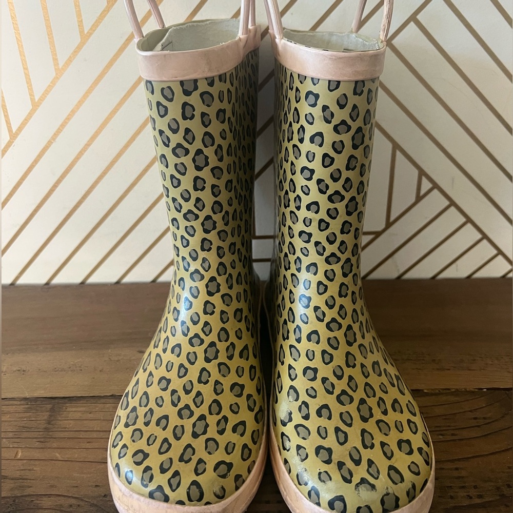 Leopard Print Kids Rain Boots